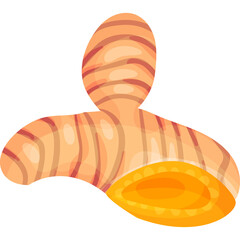 Fresh Ginger Root With Visible Texture And Orange Yellow Interior On A Transparent Background