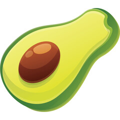 Fresh Green Avocado Halved With Brown Seed on Transparent Background Healthy Food Ingredient Organic Produce Close Up Studio Shot