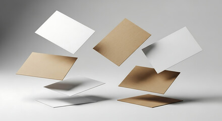 Floating envelopes and cards in a studio setting.
