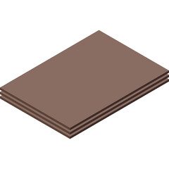 Three brown rectangular sheets stacked with a slight offset creating depth and dimension on a clean white background