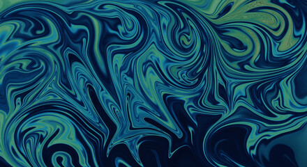 Deep Blue and Teal Swirling Abstract Fluid Art Background
