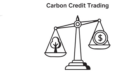 Carbon Credit Trading Concept, Environmental Balance, Tree vs Money on Scale