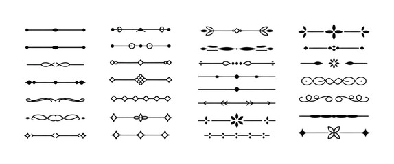 Collection of Decorative Black and White Line Dividers and Ornaments