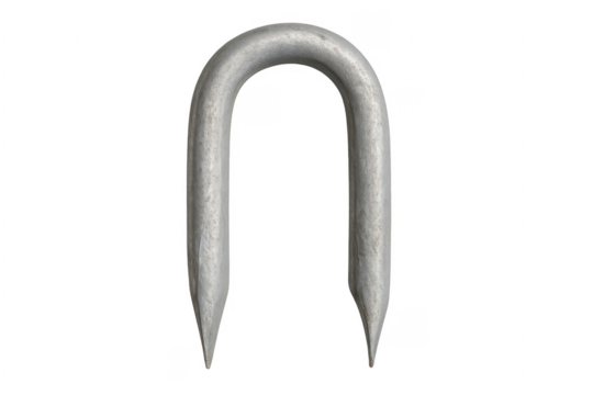 Metal U shaped staple fastening isolated on transparent background - Powered by Adobe