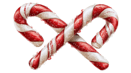 Sweet striped candy canes isolated on transparent background high resolution PNG festive Christmas symbol for holiday design branding and social media