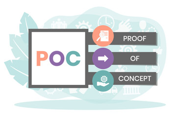 POC - Proof of Concept acronym. business concept background. vector illustration concept with keywords and icons. lettering illustration with icons for web banner, flyer