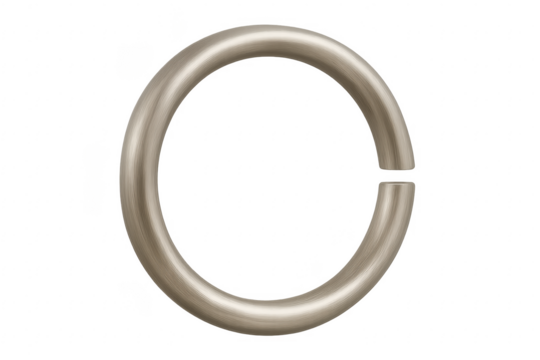 Metal ring with gap showing incompleteness and connection