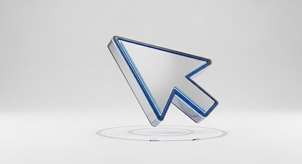 Sleek modern cursor icon with glowing blue outline hovers over a subtle digital interface, representing online selection and user interaction