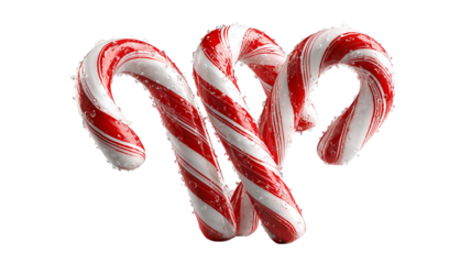 Sweet striped candy canes isolated on transparent background high resolution PNG festive Christmas symbol for holiday design branding and social media