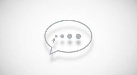 Dynamic chat bubble icon with cursor and typing dots, representing communication and online messaging in a modern digital space