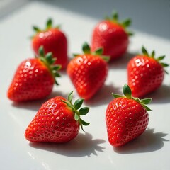 AI Generated Image of Fresh Strawberries on White Background