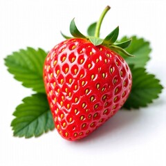 AI Generated Image of Fresh Strawberry with Green Leaves