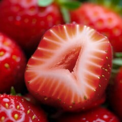 AI Generated Image of a Sliced Strawberry Close-Up