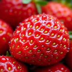 AI Generated Image of Fresh Strawberry with Water Droplets
