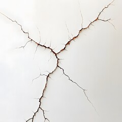 Detailed Close-Up of Cracked White Surface with Brownish-Red Vei