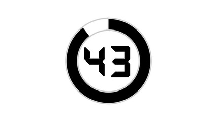 real Countdown timer animation. Sleek and stylish 48 second modern flat countdown animation  smooth timer from 48 to 0 seconds with transparent background and full alpha channel support.