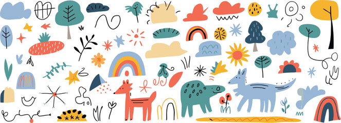 Cute Abstract Woodland Seamless Pattern Design