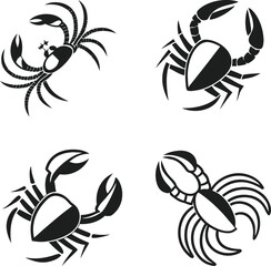 Stylized crabs zodiac symbols scorpio cancer