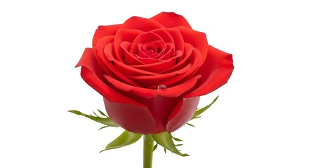 Fototapeta premium Vibrant red rose bud isolated on white background