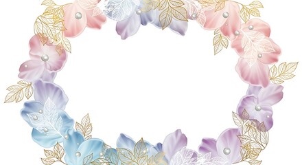 Pastel feather and gold glitter wreath with white center