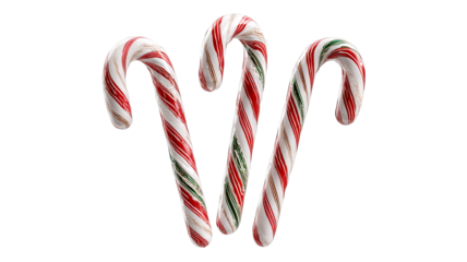 Candy canes isolated on transparent background high resolution PNG festive Christmas sweet treat clipart for holiday design branding and social media
