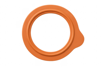 Orange plastic canning lid gasket ring top view