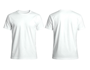 White T-shirt, front and back, against a dark background showcasing the details of the garment