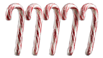 Sweet striped candy canes isolated on transparent background high resolution PNG festive Christmas symbol for holiday design branding and social media