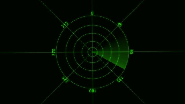 Green radar screen with circular grid and two target blips on black background display technology