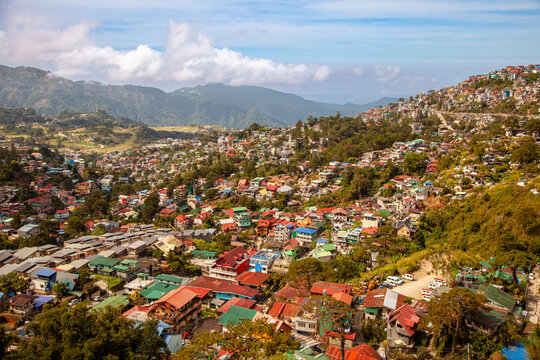 Valley of Colors - colorful Stobosa hillside. Massive artwork made up of a tightly packed cluster of hillside homes painted in bold colors. La Trinidad, Benguet, Baguio, Philiphines