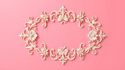 Elegant Floral 3D Frame with Golden Leaves and Pink Flowers – Decorative Border Design for Invitations, Greeting Cards, and Posters