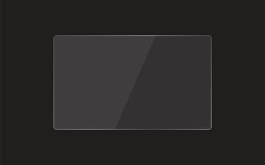 Glossy Glass Screen Frame. Transparent Plastic Plate, Realistic Window Mockup, Clear Glass Panel, Shiny Display Showcase