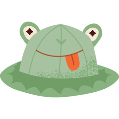 Funny Frog Hat With Tongue Sticking Out And Googly Eyes In Green Color Palette Transparent Background Cute Cartoon Design