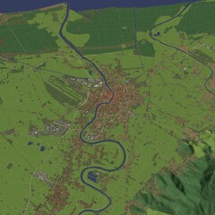 3D illustration of city and urban in Pisa Italy