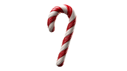 Striped red and white candy cane isolated on black background high resolution PNG festive Christmas sweet treat clipart for holiday design and social media
