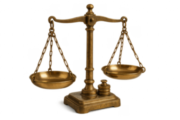 Brass scales of justice representing legal balance and equality