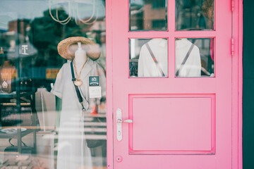 modern workspace architecture design with pastel classic door