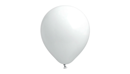White balloon floating against a black background, casting a subtle shadow, with a tied off tail