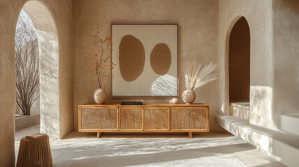 Elevate your space with a touch of bohemian elegance and natural light in this stunning home interior decor scene, perfect for lifestyle blogs