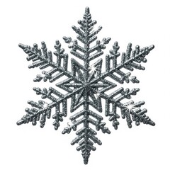 Detailed Silver Snowflake Ornament with Intricate Pattern on a Clean White Background Isolated