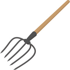 Garden Pitchfork Tool With Four Sharp Tines And A Wooden Handle For Farming And Gardening Tasks Isolated On A Transparent Background