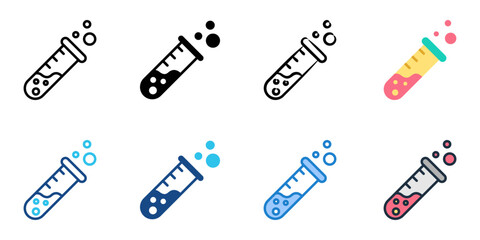 Test tube icon set multiple style collection 
