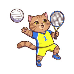 Cartoon silhouette illustration of a young boy tennis player with a racket and ball, actively playing a sport game