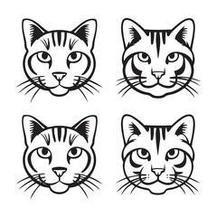 Obraz premium Cute Cat Silhouette Vector Set