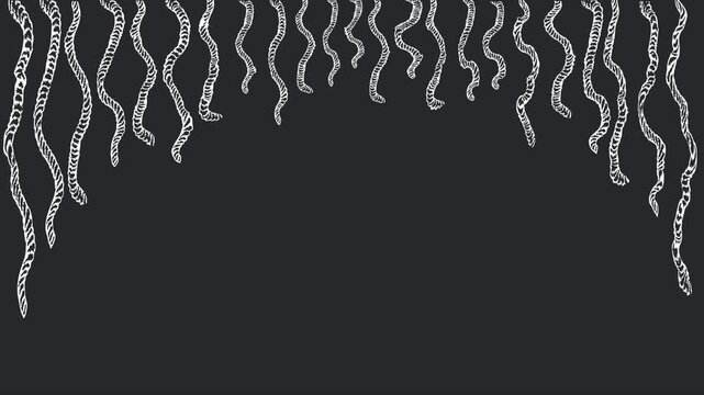 A white hanging rope background cartoon expresses disappointment and depression.