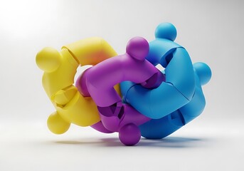 Abstract colorful intertwined forms suggesting connection and unity in a dynamic composition