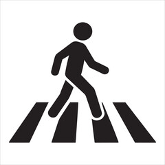 Pedestrian Crossing Crosswalk Road Sign Icon Vector