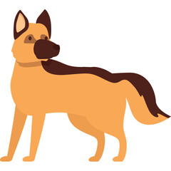 German Shepherd Dog Standing Full Body Profile View on Transparent Background Simple Flat Design