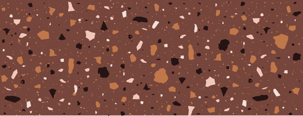 Speckle Terrazo. Classic Italian floor with pieces of marble, quartz and granite. Chaotic scattered confetti backdrop. Retro Vector illustration.