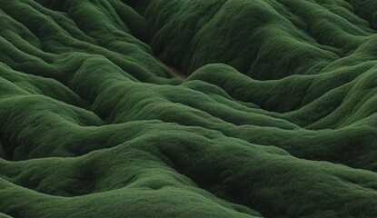 Green undulating terrain with soft shadows and textured surface.